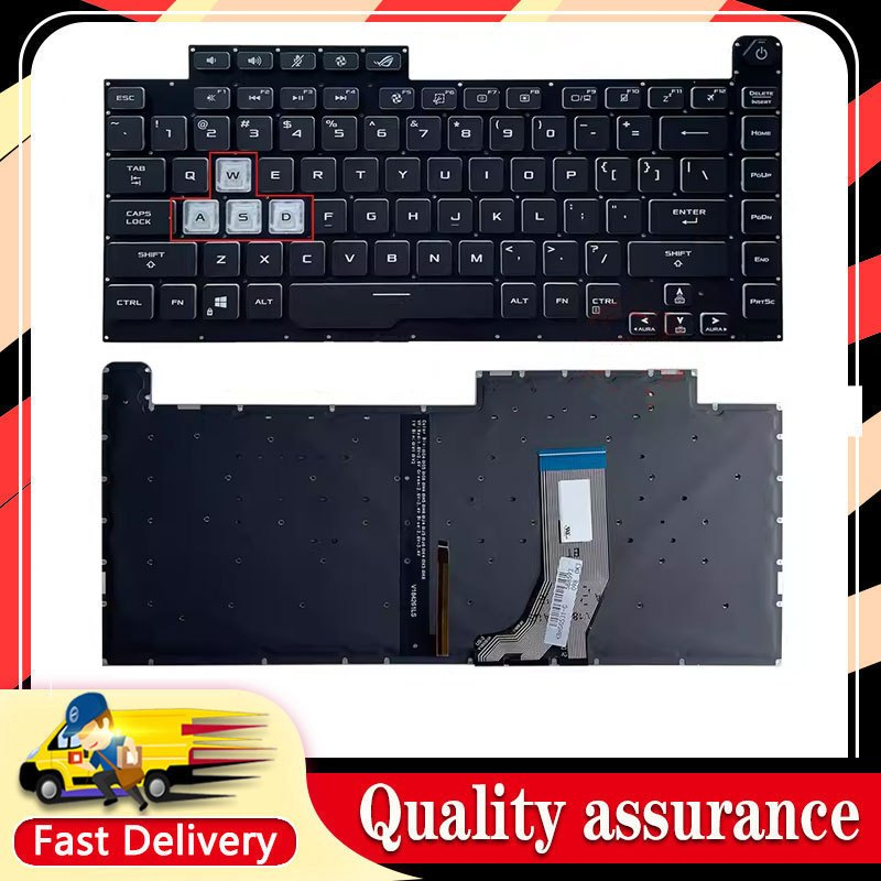 แป้นพิมพ์แล็ปท็อปใหม่สําหรับ ASUS G512 G531 GL531 G532 GT S5D G512L แป้นพิมพ์โน้ตบุ๊คสีดําขาวดําพร้อ