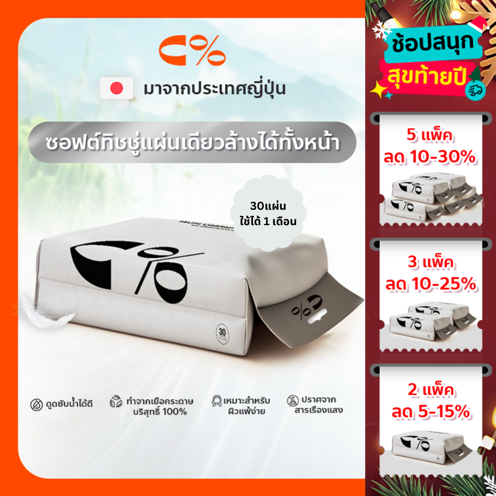 🤍 1 แผ่น = 8 แผ่น | ลาไรฝุ่น cpercent ทิชชู่คลีนหน้า พกพาง่าย เที่ยวสบาย ผิวสะอาด ✈️Silver-S1