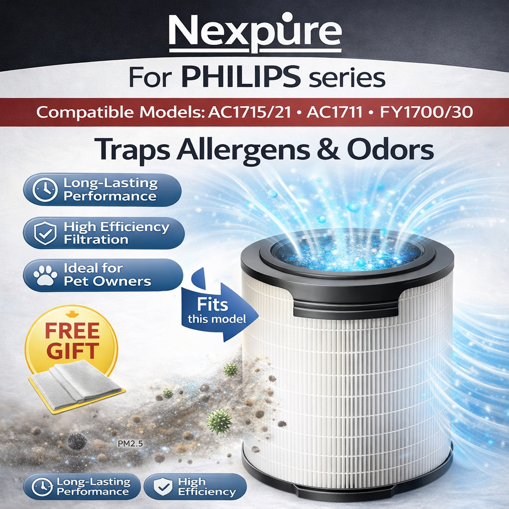 สําหรับ Philips AC1715/21 · AC1711 · FY1700/30 เครื่องฟอกอากาศ HEPA + ตัวกรองถ่านกัมมันต์