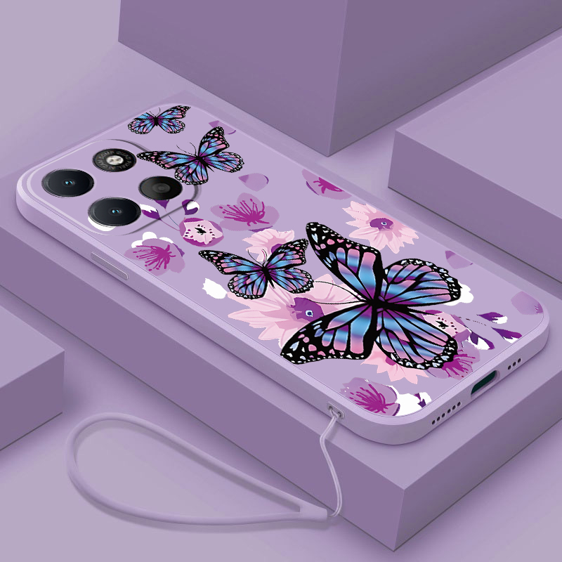 Honor X8C X8b X6B X8a 5G X7a X7b X6 X5b X6A Plus Butterfly Casing Liquid Phone Case Candy Color Soft
