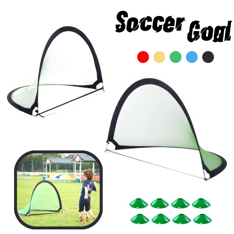 [ฟุตบอล] < Goal+Cone Barrel} ชุด-ครึ่งวงกลมแบบพกพาติดตั้งฟรีฟุตบอลเป้าหมายเด็กในร่มการฝึกอบรมกลางแจ้