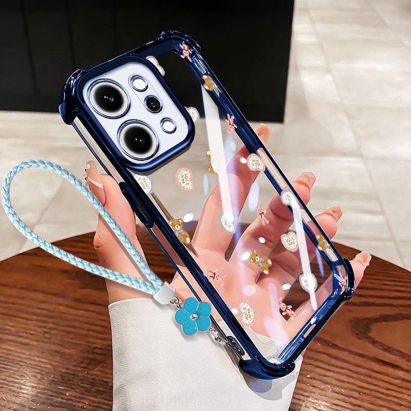YBDเคสโทรศัพท์สําหรับOPPO Reno 14 Pro Reno 14F Reno 15 Pro 15F A6 Pro A6X A6S A6T Pro Clear Anti Drop Soft Shellน่ารักหมีแขวนเชือก