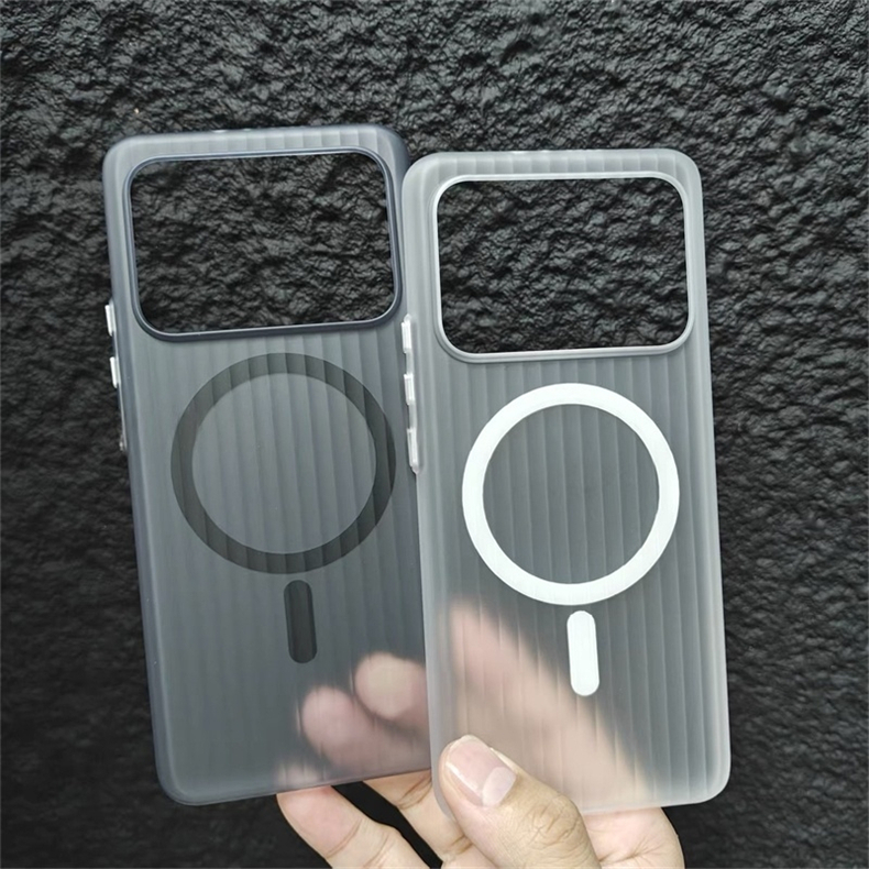 แม่เหล็กสําหรับ Xiaomi 15 14 13 11 Ultra กรณีไร้สายชาร์จ Matte โปร่งใสกระเป๋าเดินทาง Stripe Slim สําหรับ Mi 11Ultra 5G Hard Shell
