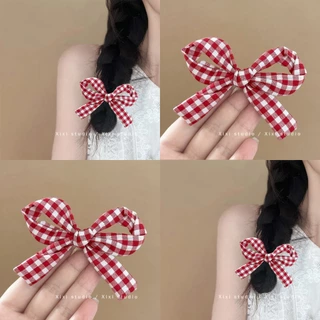 กิ๊บติดผมโบว์จุดสีแดง สำหรับหน้าม้าด้านข้าง สไตล์ล่าสุด
