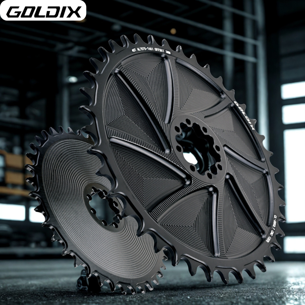 GOLDIX Chainring อลูมิเนียม 7075 CNC machining 3 มม.ออฟเซ็ต สำหรับ crankset 8-bolt ขนาด 34-58T อุปกรณ์เสริมจักรยาน
