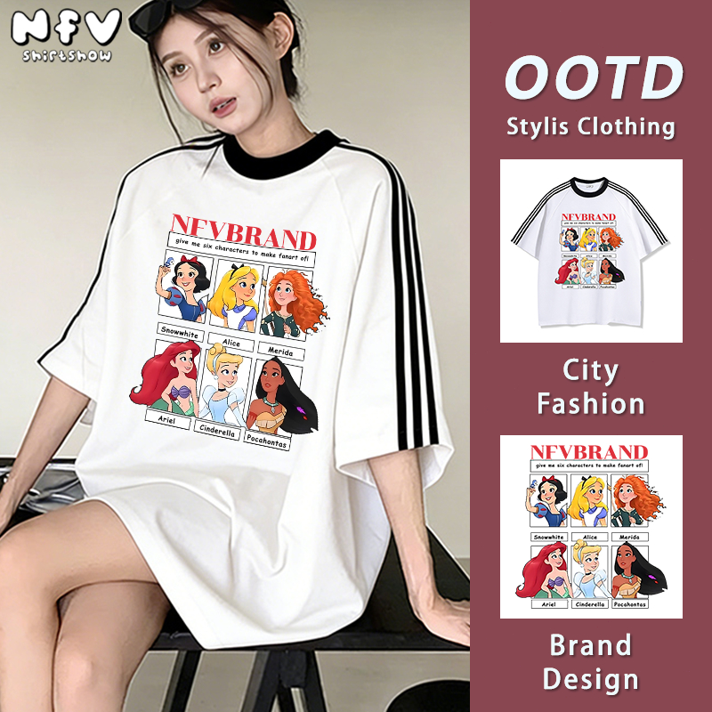 NFV ใหม่ล่าสุด🌟เสื้อยืด oversize ลายเจ้าหญิง ผ้าฝ้ายแท้ ใส่สบาย เรียบง่ายแมทช์ง่