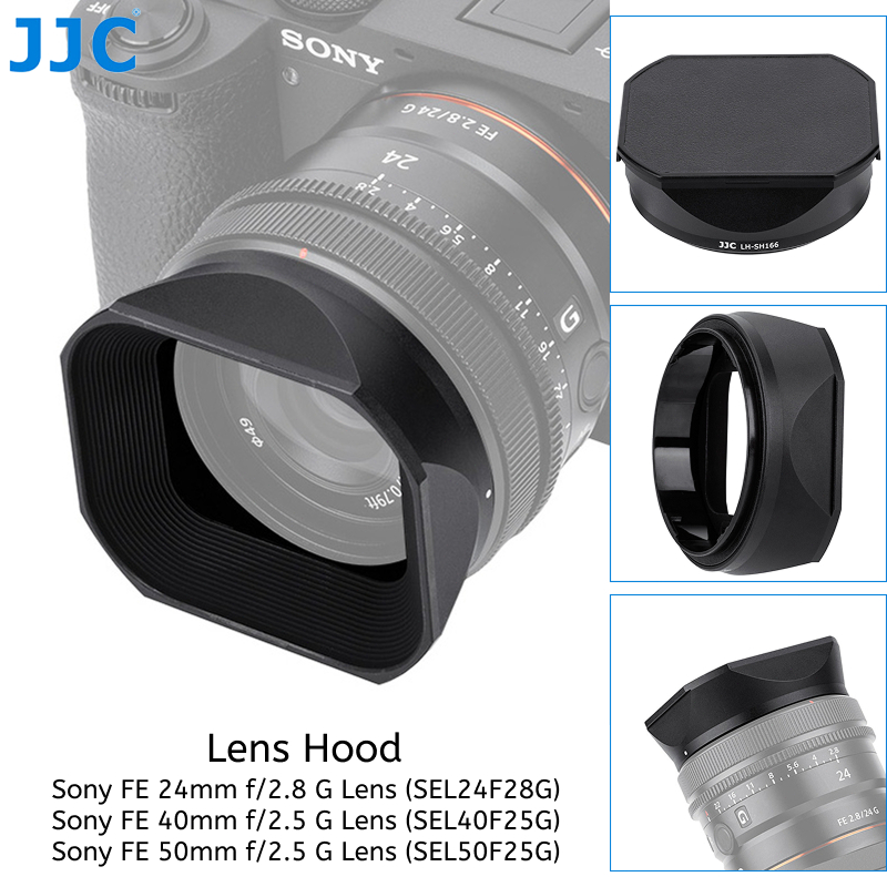 JJC LH-SH166 โลหะสแควร์เลนส์สําหรับ Sony FE 24 มม.F2.8 G & FE 40 มม.F2.5 & FE 50 มม.F2.5 G เลนส์ SEL