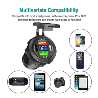 🚀ส่งจากไทย🚀83W PD QC3.0 USB3.1A รถ Fast Charger ซ็อกเก็ตโวลต์มิเตอร์และสวิทช์, 3/4 พอร์ต Fast Charger Socket Power Outlet อะแดปเตอร์กันน้ําสําหรับ 12 V/24 V รถเรือ