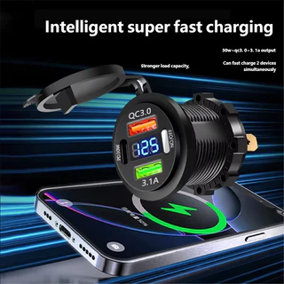 🚀ส่งจากไทย🚀83W PD QC3.0 USB3.1A รถ Fast Charger ซ็อกเก็ตโวลต์มิเตอร์และสวิทช์, 3/4 พอร์ต Fast Charger Socket Power Outlet อะแดปเตอร์กันน้ําสําหรับ 12 V/24 V รถเรือ