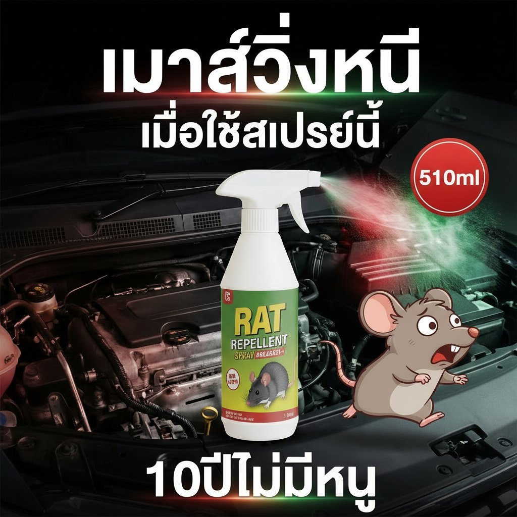 🐭หนูหายไปแล้ว🐭Max สเปรย์ไล่หนู สเปรย์ไล่หนูในรถยนต์ น้ำยาไล่หนูรถยนต์ 510ml ยาไล่หนู เจลไล่หนู ยากําจัดหนู ปราศจากสารเคมีอันตราย