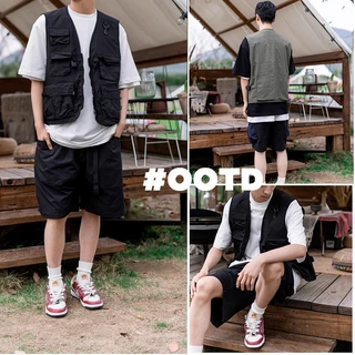 เสื้อกั๊กผู้ชาย สไตล์เกาหลี มีกระเป๋าหลายช่อง ซิปด้านหน้า หรือแบบติดกระดุม เหมาะสำหรับกิจกรรมแคมป์ปิ้งและกีฬากลางแจ้ง M-3XL📦