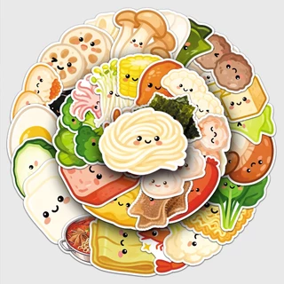 น่ารัก 50 ชิ้นการ์ตูน Hotpot สติกเกอร์อาหารสําหรับโทรศัพท์/แล็ปท็อป/เศษกระดาษ/ศิลปะ/สติกเกอร์หมวกนิรภัย Graffiti กันน้ํา DIY