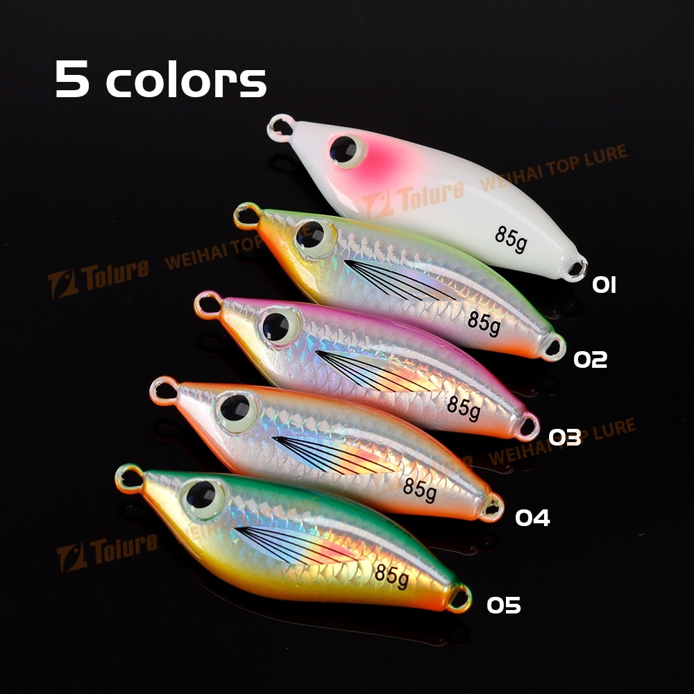 TOLU ใหม่ Little Butterball Metal Fishing Jig 45g, 65g, 85g, 100g เหมาะสำหรับตกปลาน้ำเค็ม พร้อมไฟแสงสว่าง