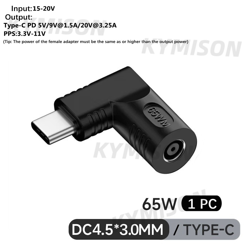 DC4.5*3.0 มม.หญิง USB Type-C ชายแจ็คปลั๊ก PD เอาต์พุต 5V 9V 20V Power Adapter Converter สายชาร์จสําหรับ HP Dell แล็ปท็อปชาร์จ 65W 140W