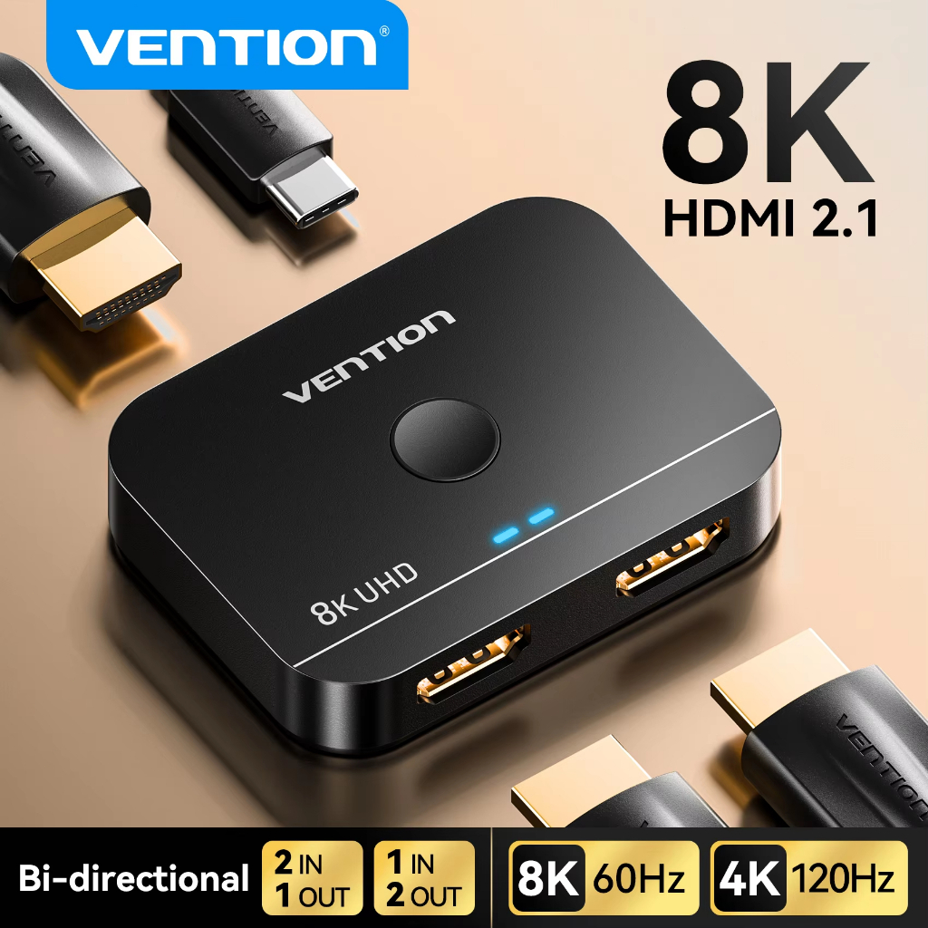 Vention HDMI 2.1 Switcher 8K 60Hz 4K120Hz Bi-Direction 2 in 1 out สําหรับทีวี Xiaomi Xbox PS5 4 HDMI