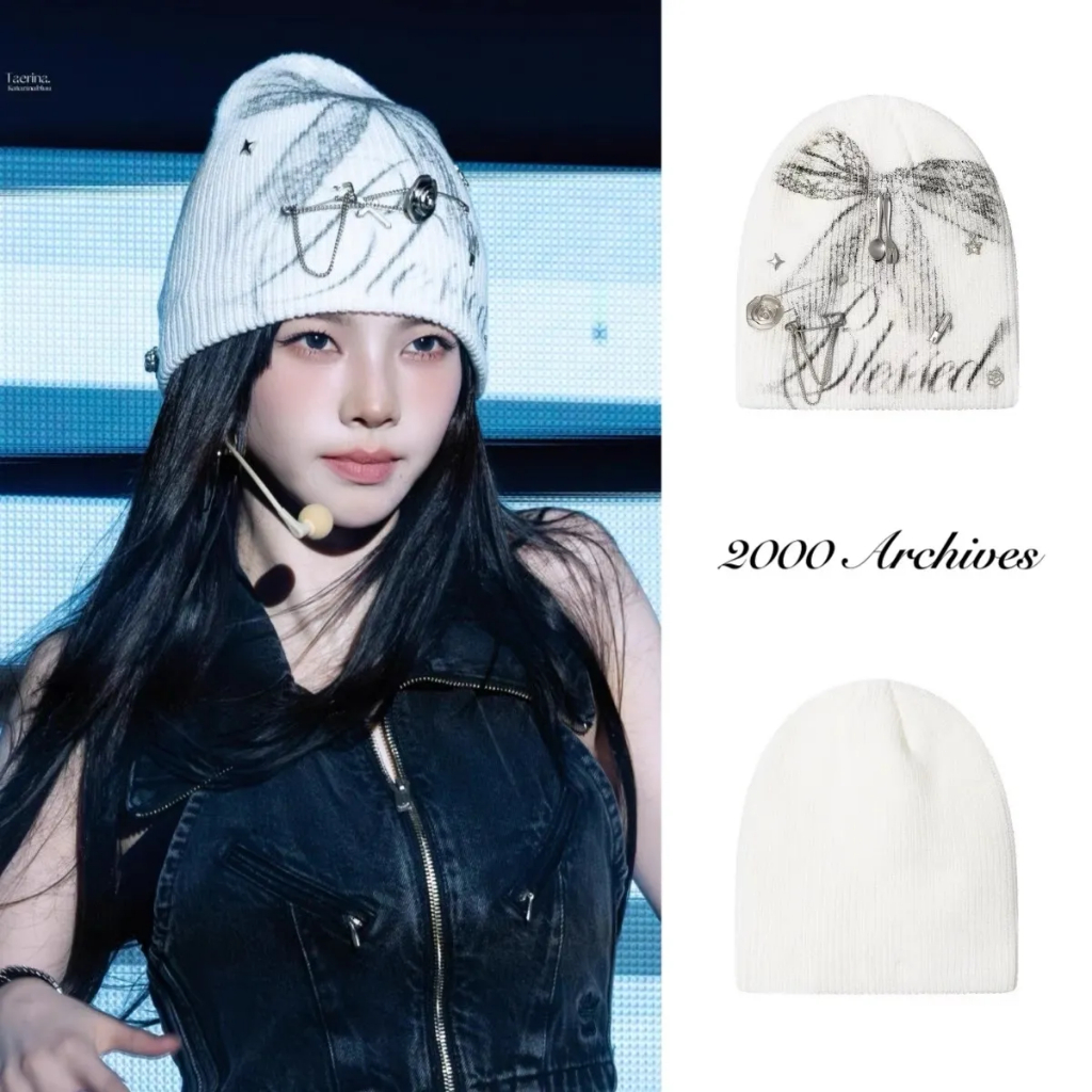 Liu Zhimin Minnie Xu Yunzhen Jin Minting สไตล์เดียวกัน 2,000 มีนาคมตัวอักษรเครื่องประดับผีเสื้อหมวกถ