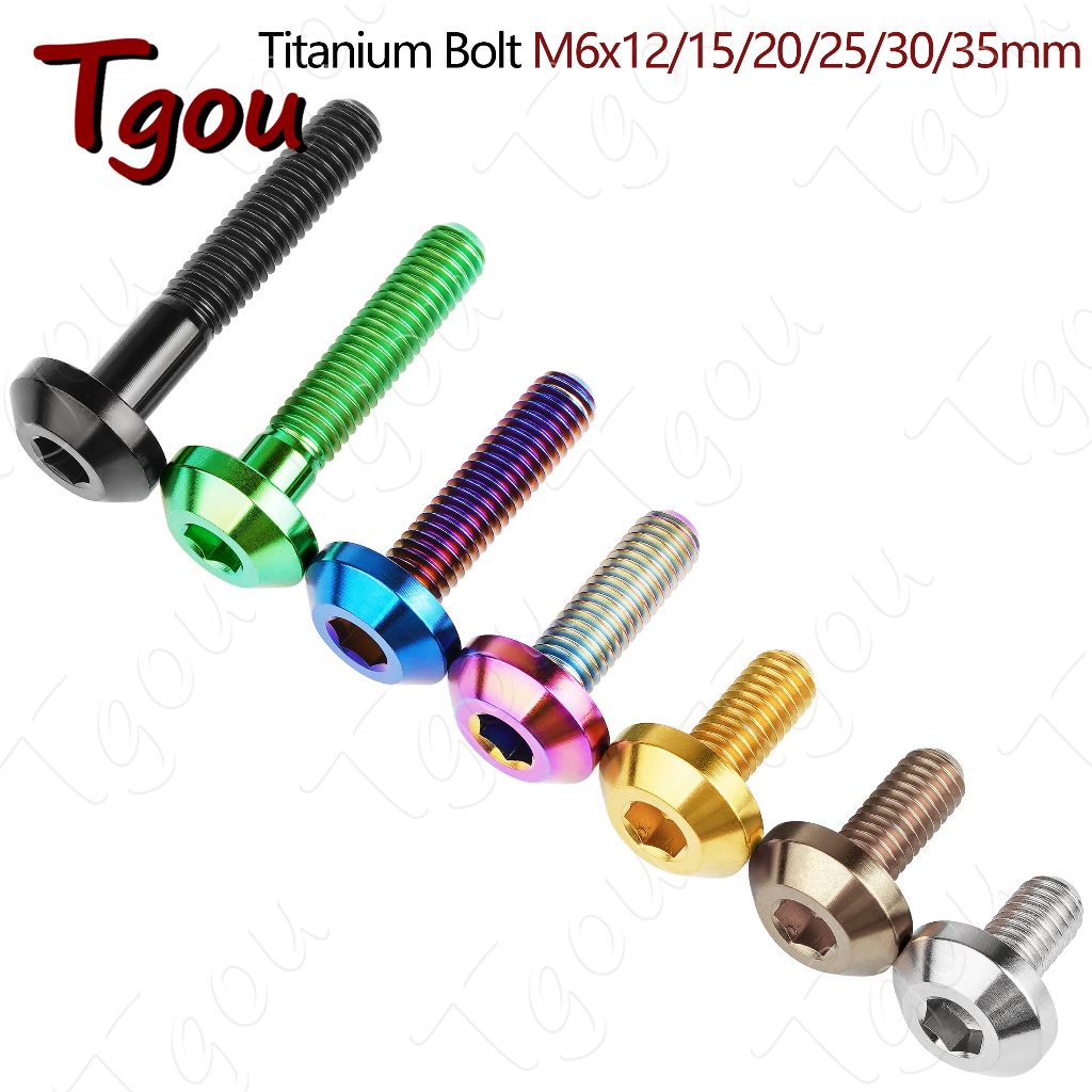 Tgou ไทเทเนียมสายฟ้า M6x12/15/20/25/30/35 มม. หัวปุ่มกุญแจอัลเลน Ti กลอนสกรูจักรยานรถจักรยานยนต์เบรก