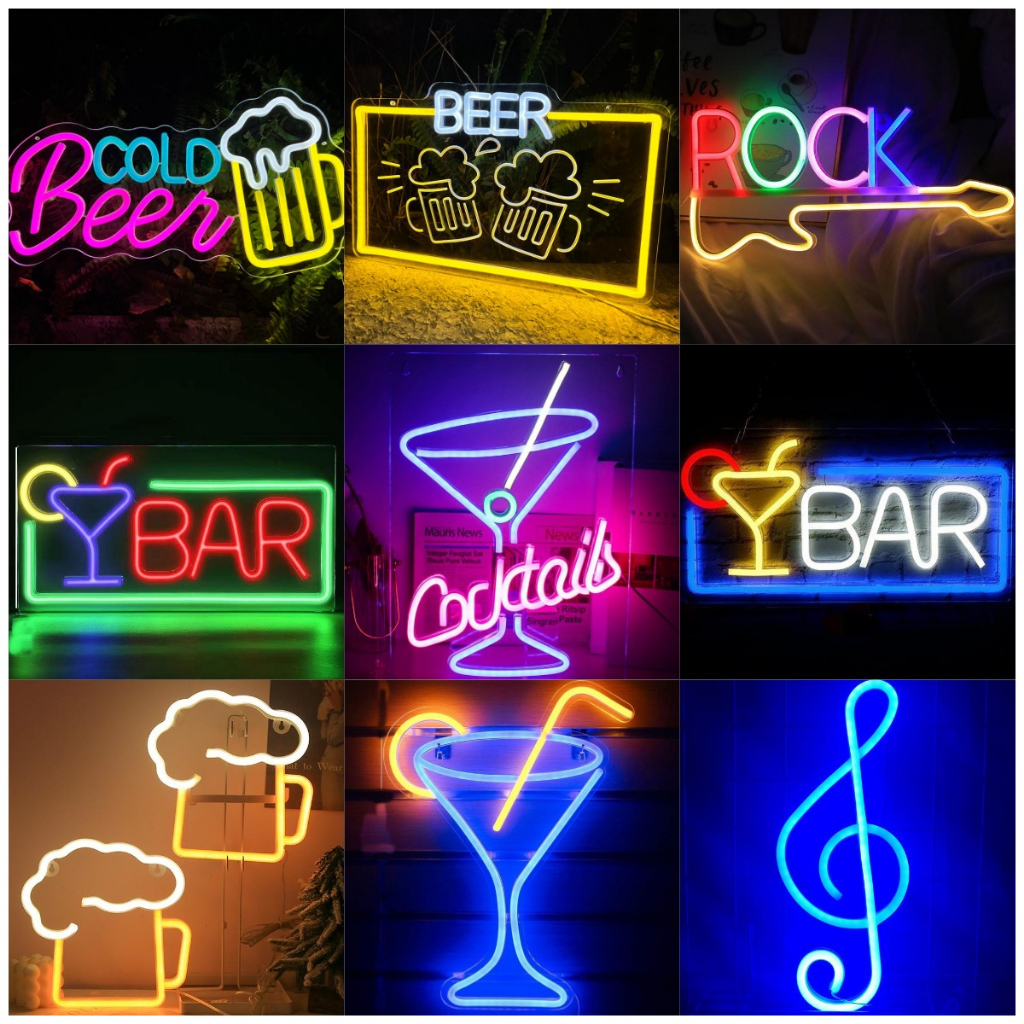 ป้ายโฆษณาและไฟ LED เหมาะสำหรับบาร์ ห้องแสดงคอนเสิร์ต ร้านอาหาร ป้ายโฆษณา หน้าต่างร้านค้า ไฟนีออน และการตกแต่งร้านค้า