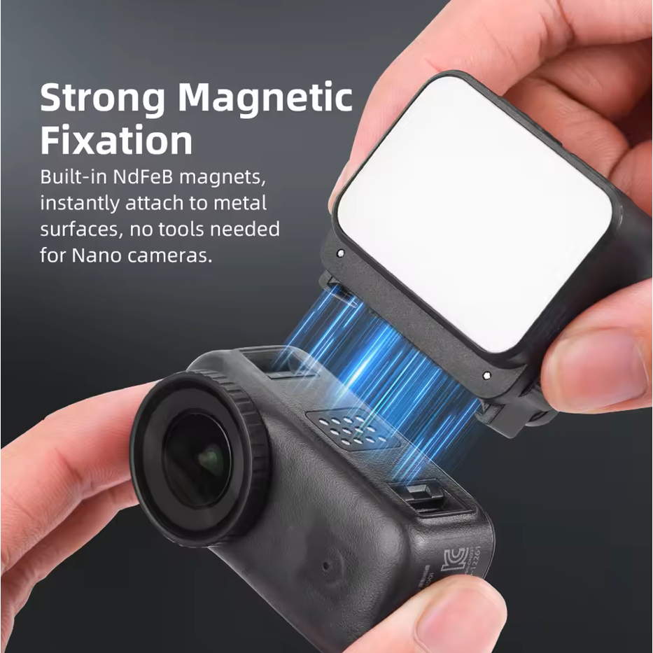เติมแสงแม่เหล็กสําหรับ Insta360 X5/X4/X3/Go Ultra/DJI OSMO Nano/Action 6 อุปกรณ์เสริมไฟวิดีโอแม่เหล็ก IPX4 กันน้ําการถ่ายภาพแสง 600mAh ชาร์จ
