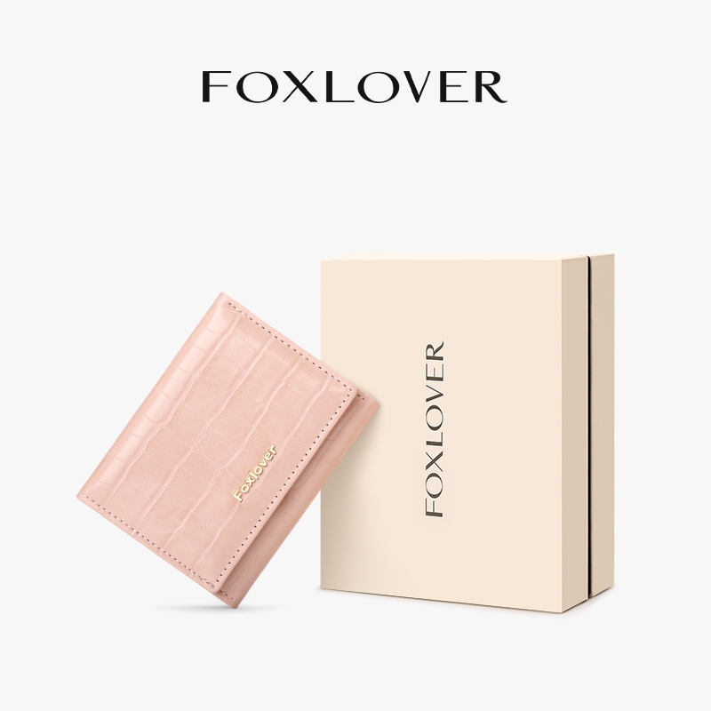 FOXLOVER กระเป๋าสตางค์ผู้หญิงแบบสั้นสามพับ มีให้เลือกทั้งสีชมพู สีดำ และสีขาว