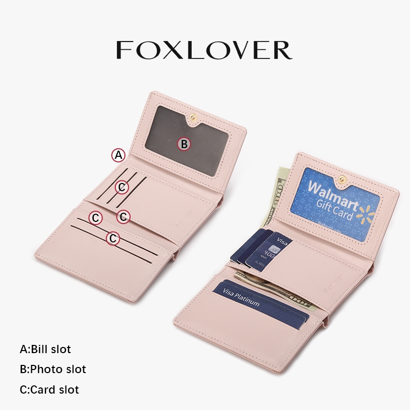 FOXLOVER กระเป๋าสตางค์ผู้หญิงแบบสั้นสามพับ มีให้เลือกทั้งสีชมพู สีดำ และสีขาว ราคา ถูกที่สุด ดีลบีเคเค แกลเลอรีภาพที่ 6