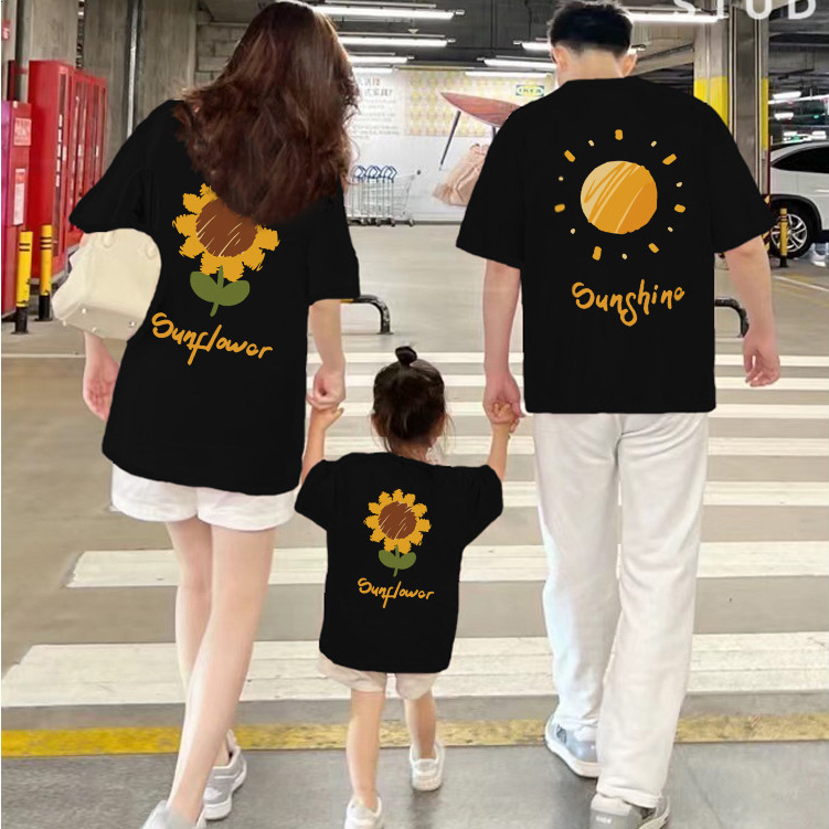 COD✅เสื้อแขนสั้น พิมพ์ลาย เหมาะกับฤดูร้อน สําหรับครอบครัว แม่ และลูก