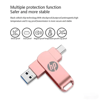 Type-C 2 in 1 HP โทรศัพท์มือถือ DiskFlash Drive Dual Drive Flash Memory USB 3.0 1TB/2TB หน่วยความจําความเร็วสูง Stick 64GB/1TB/2TB OTG แฟลชไดรฟ์โลหะกันน้ําแบบพกพา