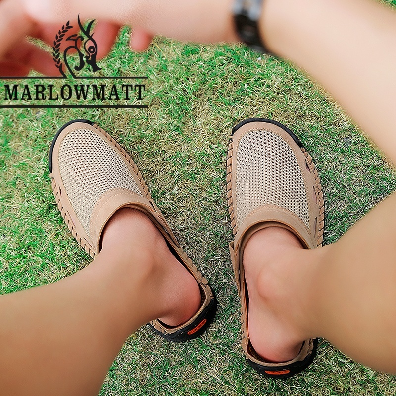 Marlowmatt شبشب رجالي جلد مضاد للانزلاق والماء — صورة 3