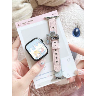 สายหนังสําหรับ Apple Watch ผู้หญิงน่ารัก Series 11/10/9/8/7/6/5/4/3/2/1 SE ขนาด 38/40/41/42/44/45/46/49 มม.