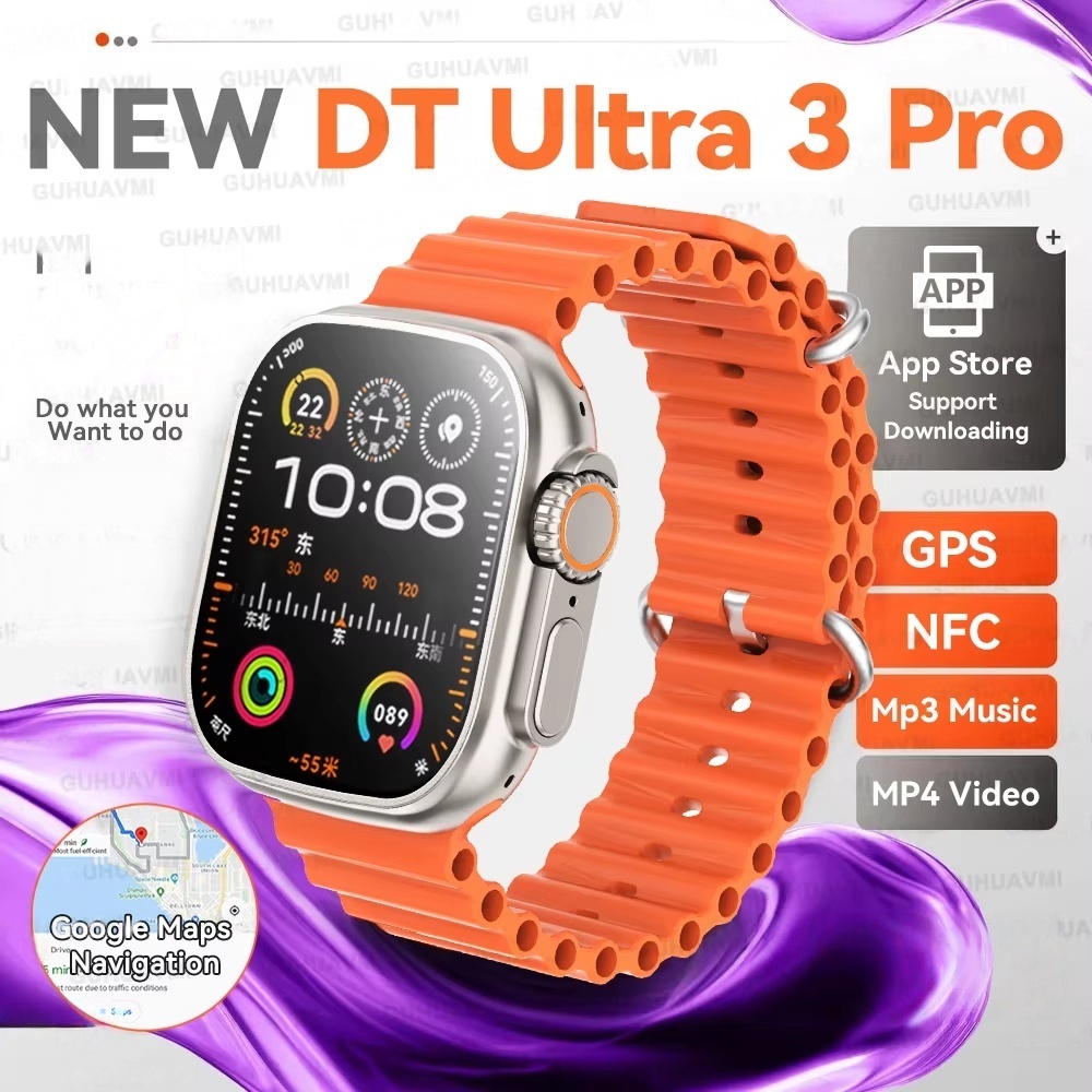 2025 ใหม่ DT Ultra 3 Pro แผนที่ NFC Smartwatch 4G หน่วยความจําเพลงวิดีโอ NFC บลูทูธกันน้ํา Smartwatc