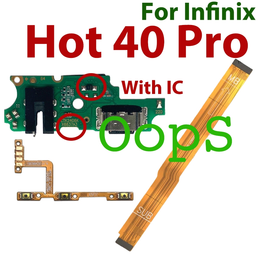 ใหม่สําหรับ Infinix Hot 40pro Hot 40 pro X6837 USB Fast IC Charger ชาร์จบอร์ดเชื่อมต่อเมนบอร์ดหลัก Power Flex Cable
