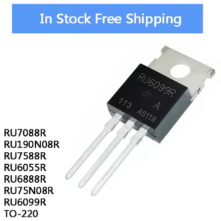 1-5PCS RU7088R RU190N08R RU7588R RU6055R RU6888R RU75N08R RU6099R TO-220 ชิป IC ในสต็อกขายส่ง