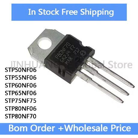 5PCS ยี่ห้อใหม่ STP50NF06 STP55NF06 STP60NF06 STP65NF06 STP75NF75 STP80NF06 STP80NF70 TO-220 MOSFET 