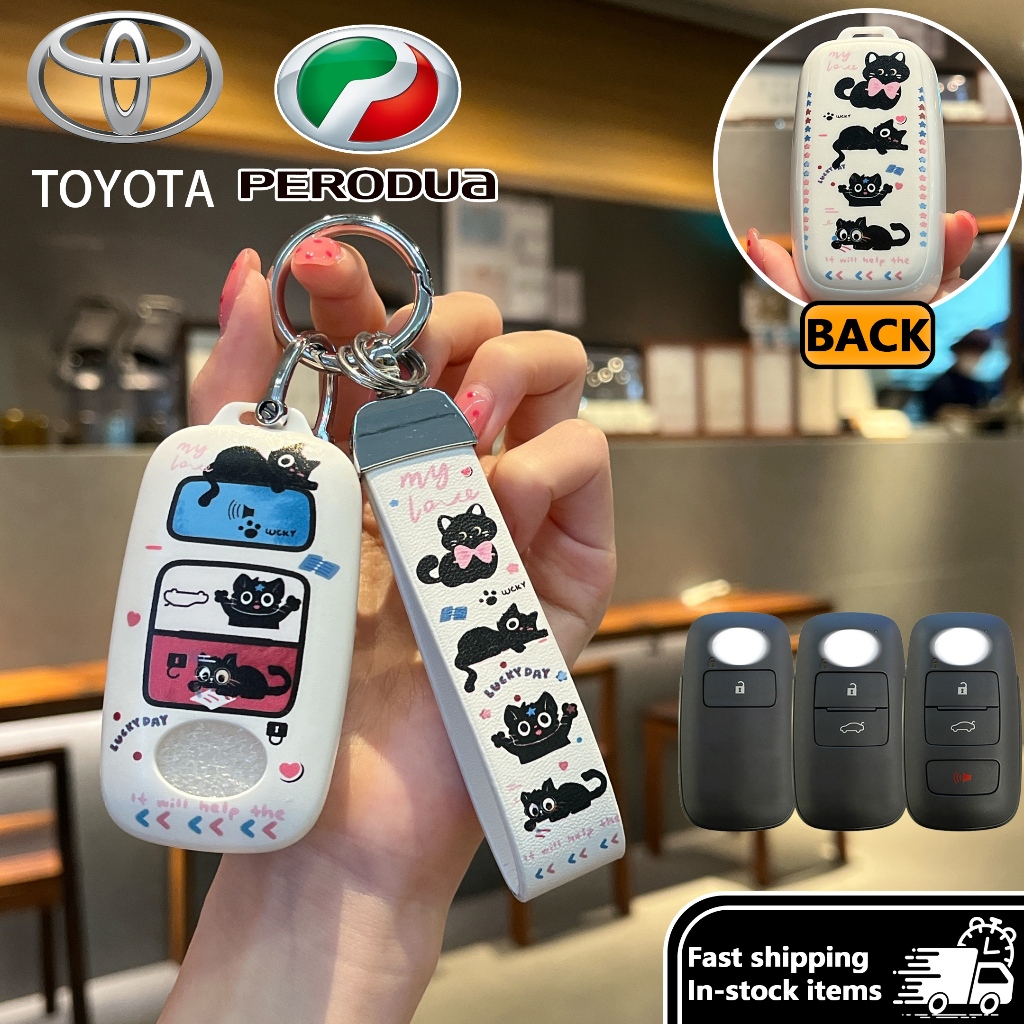 Toyota Perodua 4 ปุ่มฝาครอบกุญแจรถ Perodua Ativa Myvi 2022 2025 Alza 2023 2025 Axia 2023 2025 รถ Remote Key กรณีพวงกุญแจ DIY กุญแจรถ COBER