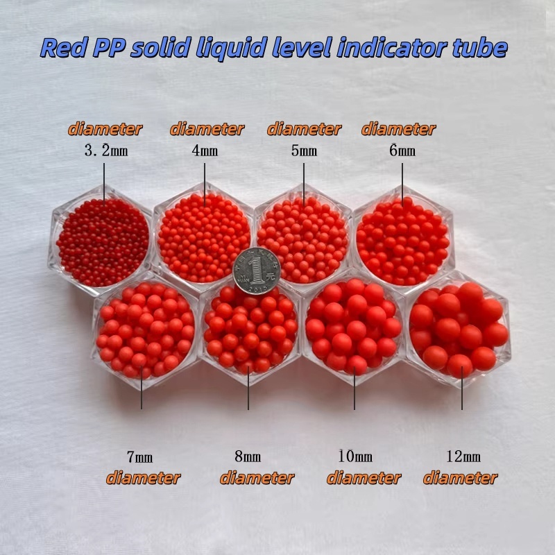 PP Solid Ball Float - ลูกบอลลอยทนอุณหภูมิสูงสีแดงสําหรับตัวบ่งชี้ระดับ/ถังอัลคาไลน์กรด (3-25 มม.) ทนสารเคมี