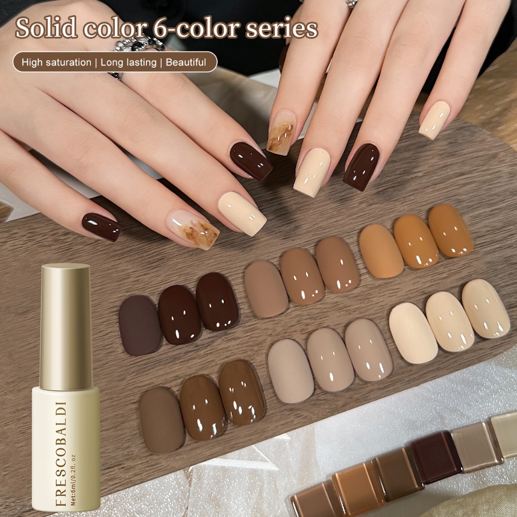FRESCOBALDI 6ml Maillard Coffee Brown Gel Nail Polish เหมาะสําหรับการใช้งานทุกวันและแต่งเล็บ DIY
