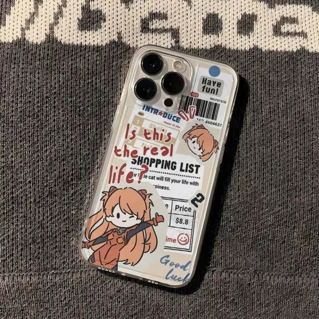 หนังสือพิมพ์ EVA Ayanami Rei สําหรับ iPhone 17Promax 17 เคสโทรศัพท์ Asuka 16Pro 13 กันกระแทก TPU iPhone สําหรับ iPhone 17Air 16E 15Promax 14Pro 13Promax 15 14 12 11 X 8P 7P 7