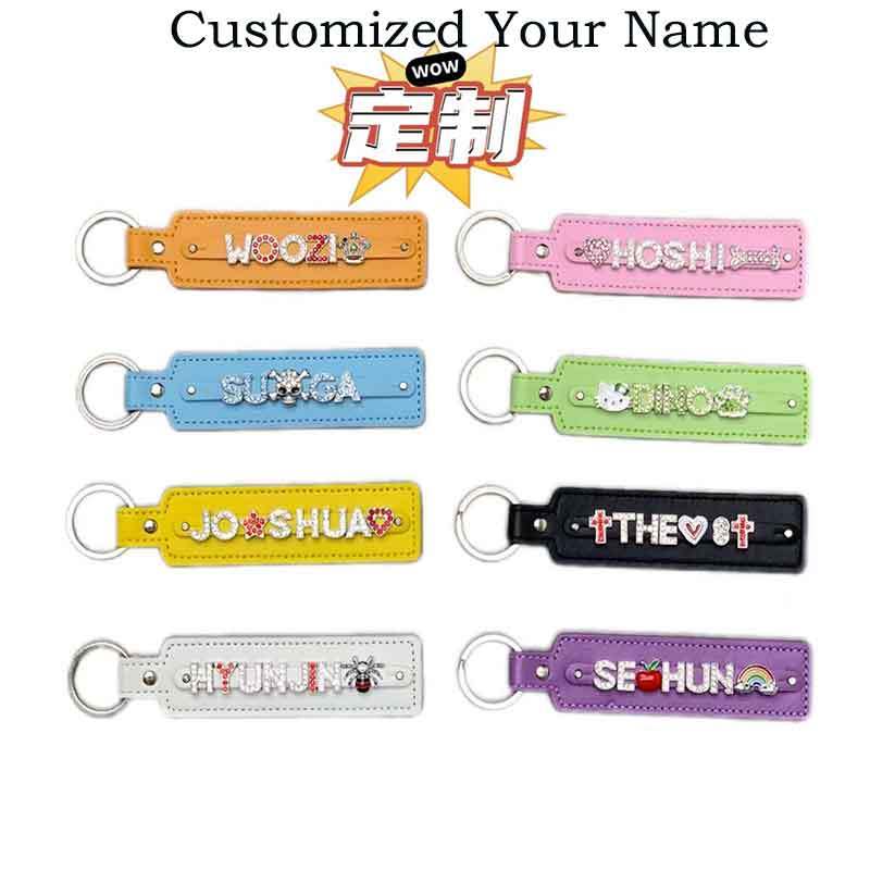 ชื่อที่กําหนดเอง Pu พวงกุญแจธุรกิจของขวัญ Key แขวนจี้รถ Key Chains โลหะแหวน DIY อุปกรณ์เสริม