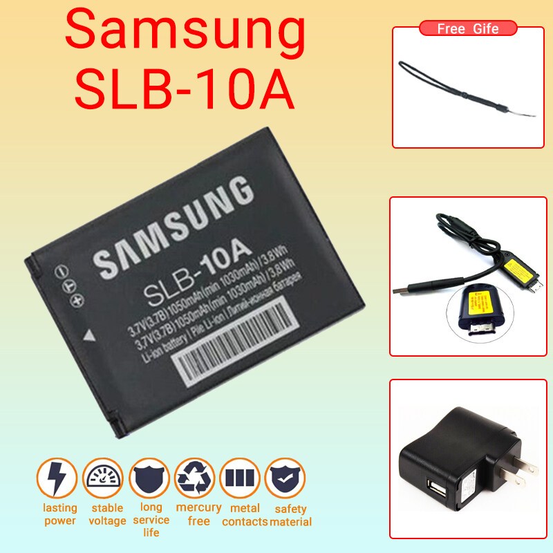 Samsung ES55 ES60 WB500 WB550 กล้องดิจิตอล SLB-10A แบตเตอรี่ + เครื่องชาร์จ + สาย