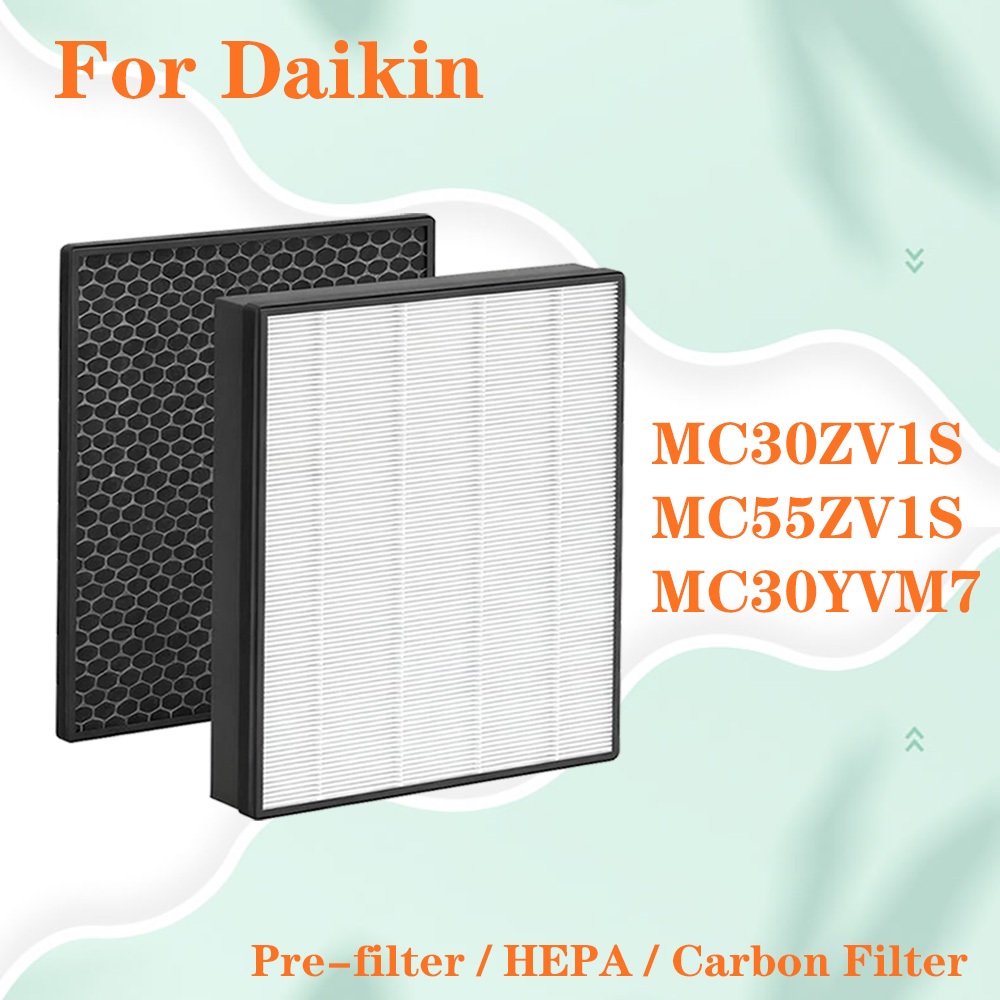 สําหรับเครื่องฟอกอากาศ Daikin MC30ZV1S, MC55ZV1S, MC30YVM7, เปลี่ยนแผ่นกรอง HEPA และแผ่นกรองคาร์บอนก