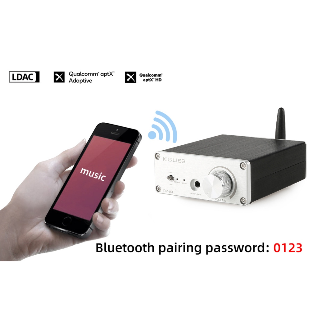 KGUSS DP-A3 QCC5125 บลูทูธ 5.0 เครื่องขยายเสียงดิจิตอล LDAC PCM5102 DAC เครื่องขยายเสียงหูฟัง TPA325