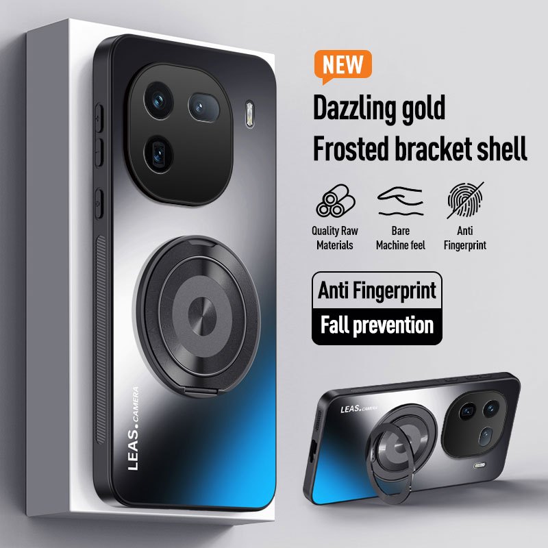 ปลอกสําหรับ vivo iQOO 12 iQOO12 iQ0012 เคสโทรศัพท์หรูหรา 360 หมุนวงเล็บแม่เหล็ก AG พราว Frosted กันก