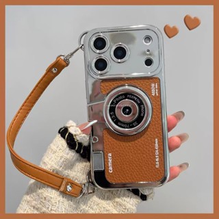 หรูหราชุบ 3D กล้องหนัง Wrsit สายคล้องเคสโทรศัพท์สําหรับ iPho…