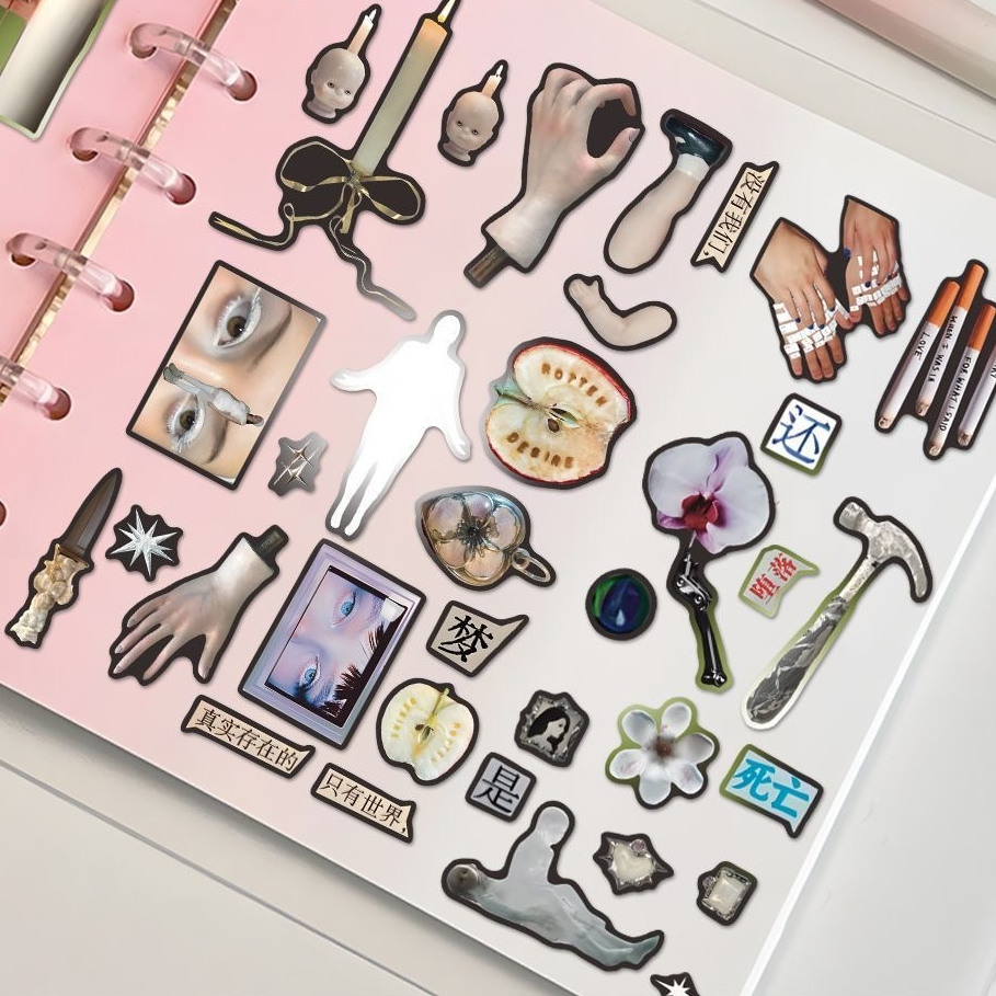 <8 แผ่น> สติกเกอร์ภาพตัดปะ สไตล์ย้อนยุค วัสดุ DIY ตกแต่งโต๊ะและเคสโทรศัพท์