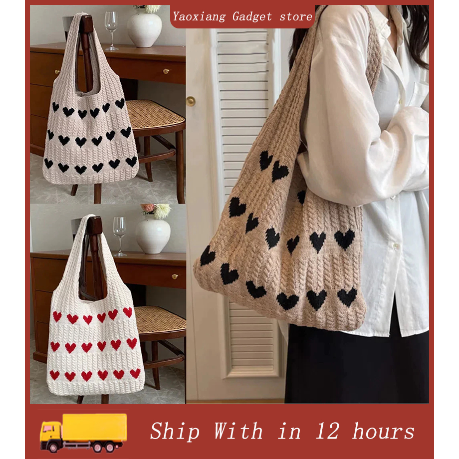 กระเป๋าสะพายข้างทรงกลวงสำหรับผู้หญิง กระเป๋าถือเดินทางแบบโครเชต์ใบใหญ่ กระเป๋าชายหาด