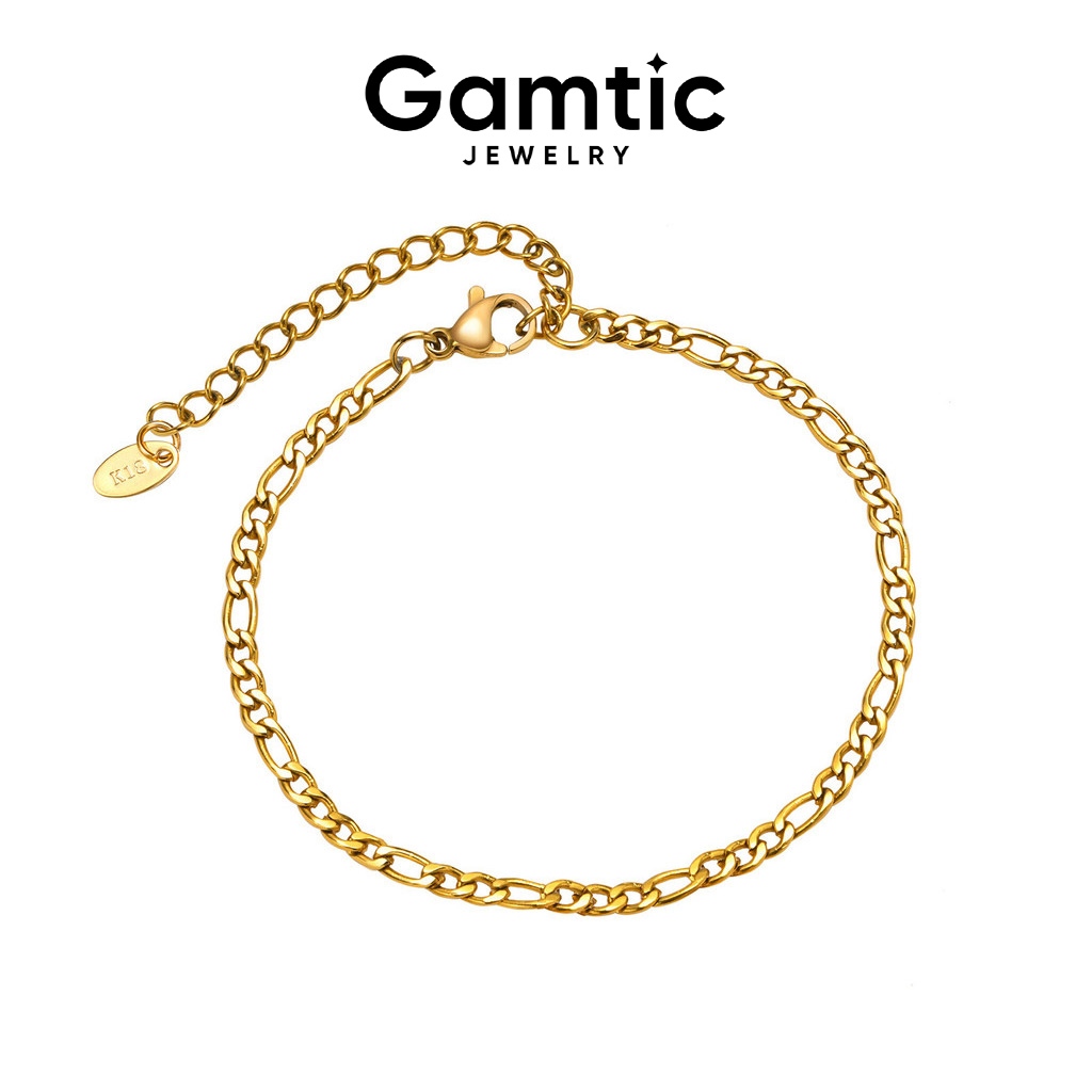 Gamtic 18K Gold 3MM NK Chain Bracelet for Women Men,Gold Silver Color Stainless Steel Hypoallergenic Link Chain Fashion Jewelry