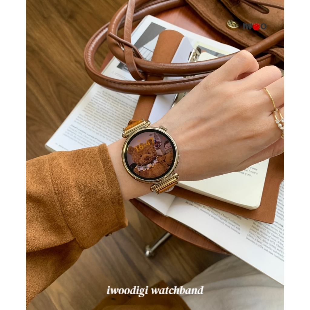น้ํามันขี้ผึ้งหนังลูกวัวสุภาพสตรีสายหนังแท้สําหรับ Garmin รูปที่ 4