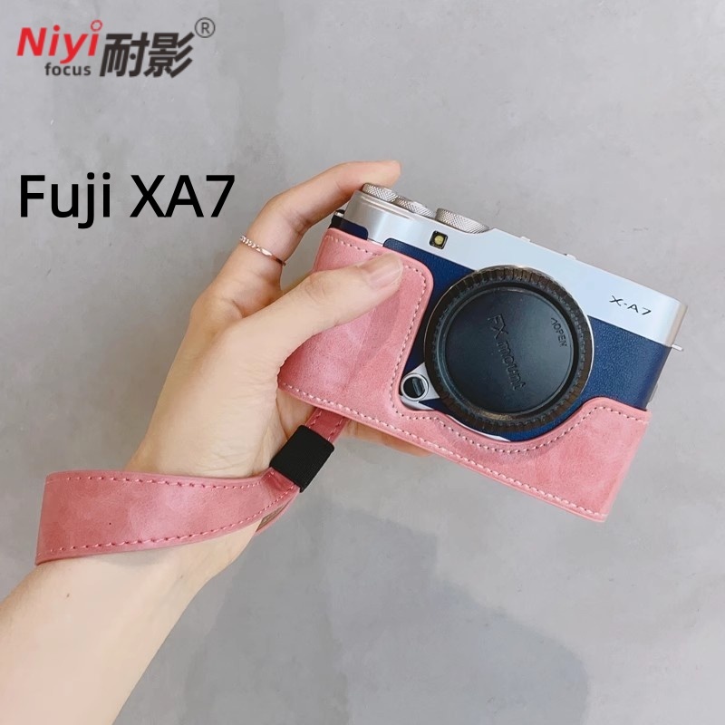 เคสฐานหนัง Fuji XA7 Fujifilm XA7 X-A7 กล้องป้องกันปลอกครึ่งกระเป๋าฝาครอบด้านล่างเปิดแบตเตอรี่