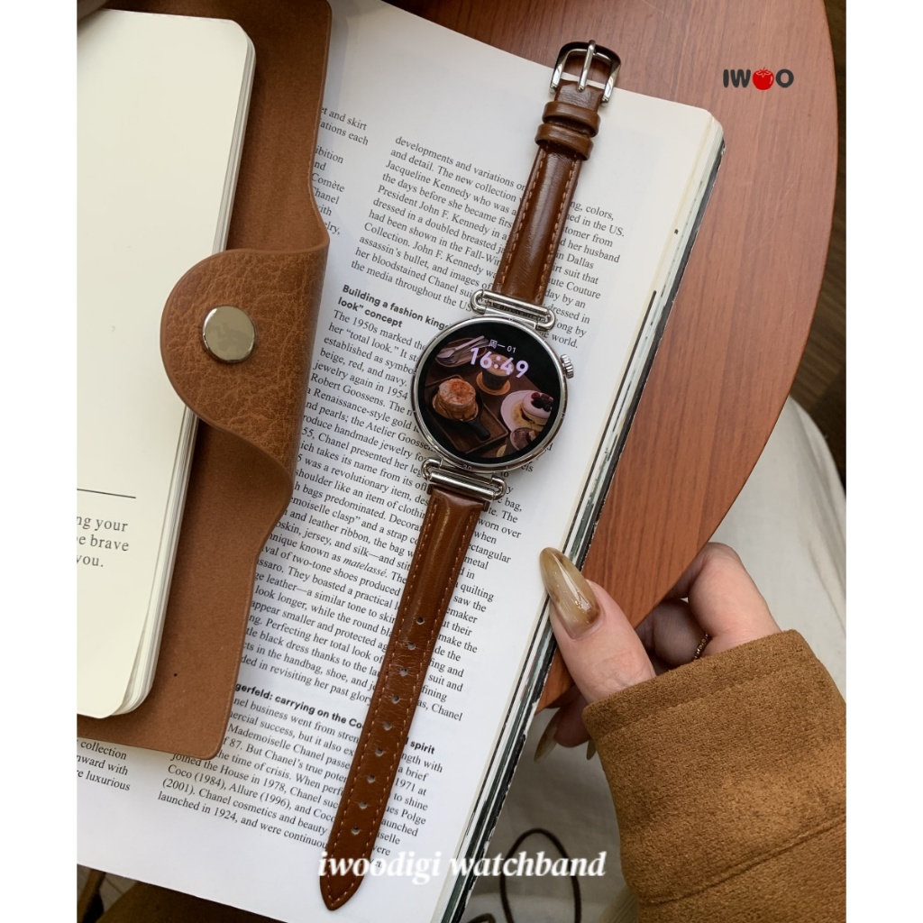 น้ํามันขี้ผึ้งหนังลูกวัวสุภาพสตรีสายหนังแท้สําหรับ Garmin รูปที่ 7