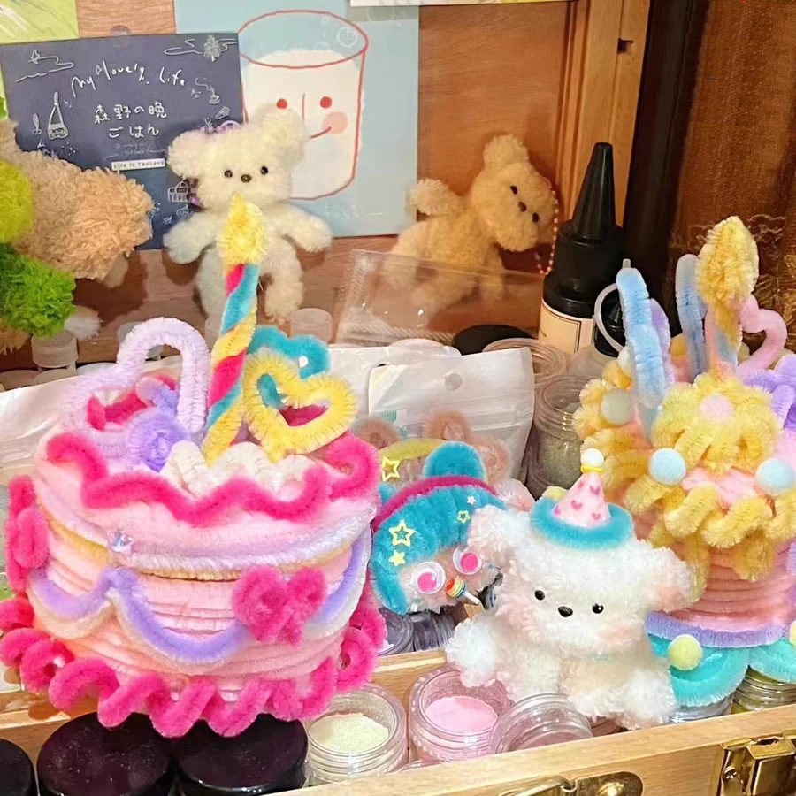 100pcsลวดกำมะหยี่DIY 8mmแท่งบิด สีสันสดใส นุ่มและยืดหยุ่น งานดอกไม้ สำหรับงานฝีมือ การตกแต่งบรรยากาศ thumbnail 8